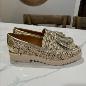 Franco Sarto Gold and Tan Loafers